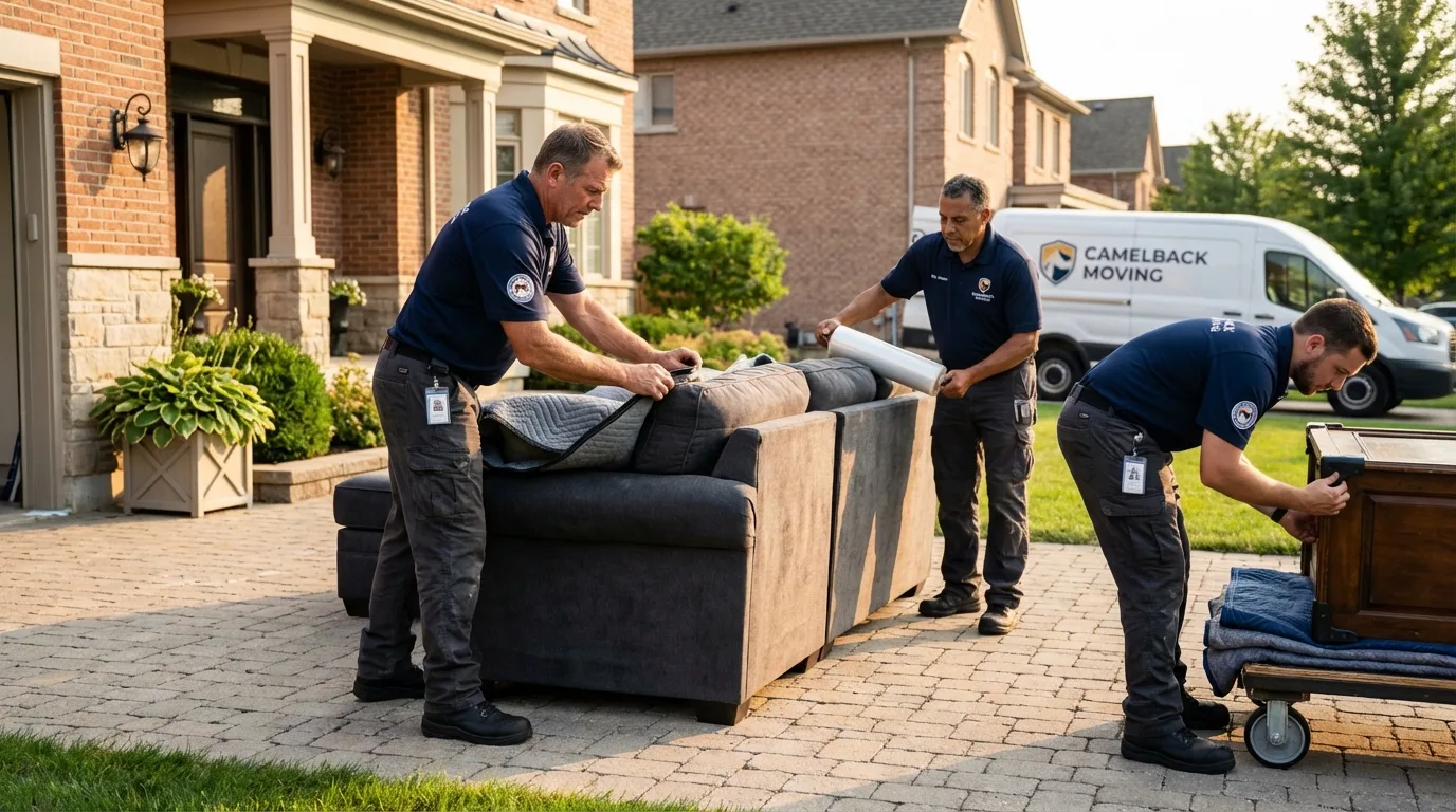 Large estate moving crew wrapping furniture in Mary Esther, FL