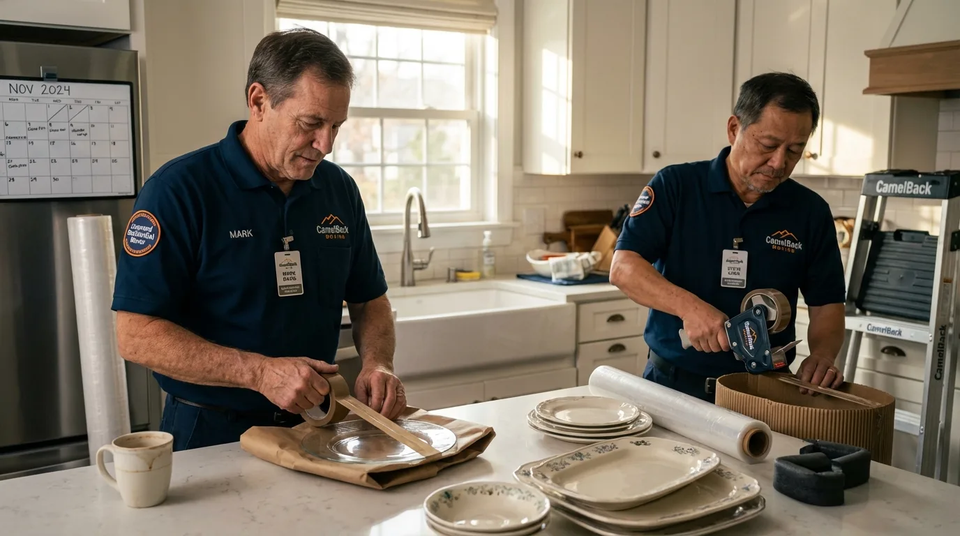 Professional crew packing kitchen dishware in Mary Esther, FL